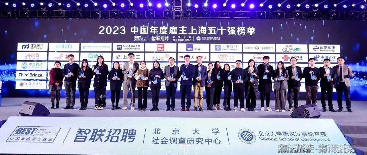 晶科科技荣膺“智联2023上海最佳雇主50强”